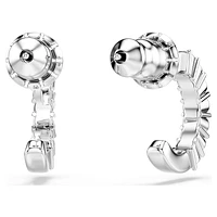 Hoop earrings, Round cut, Blue, Rhodium plated by SWAROVSKI