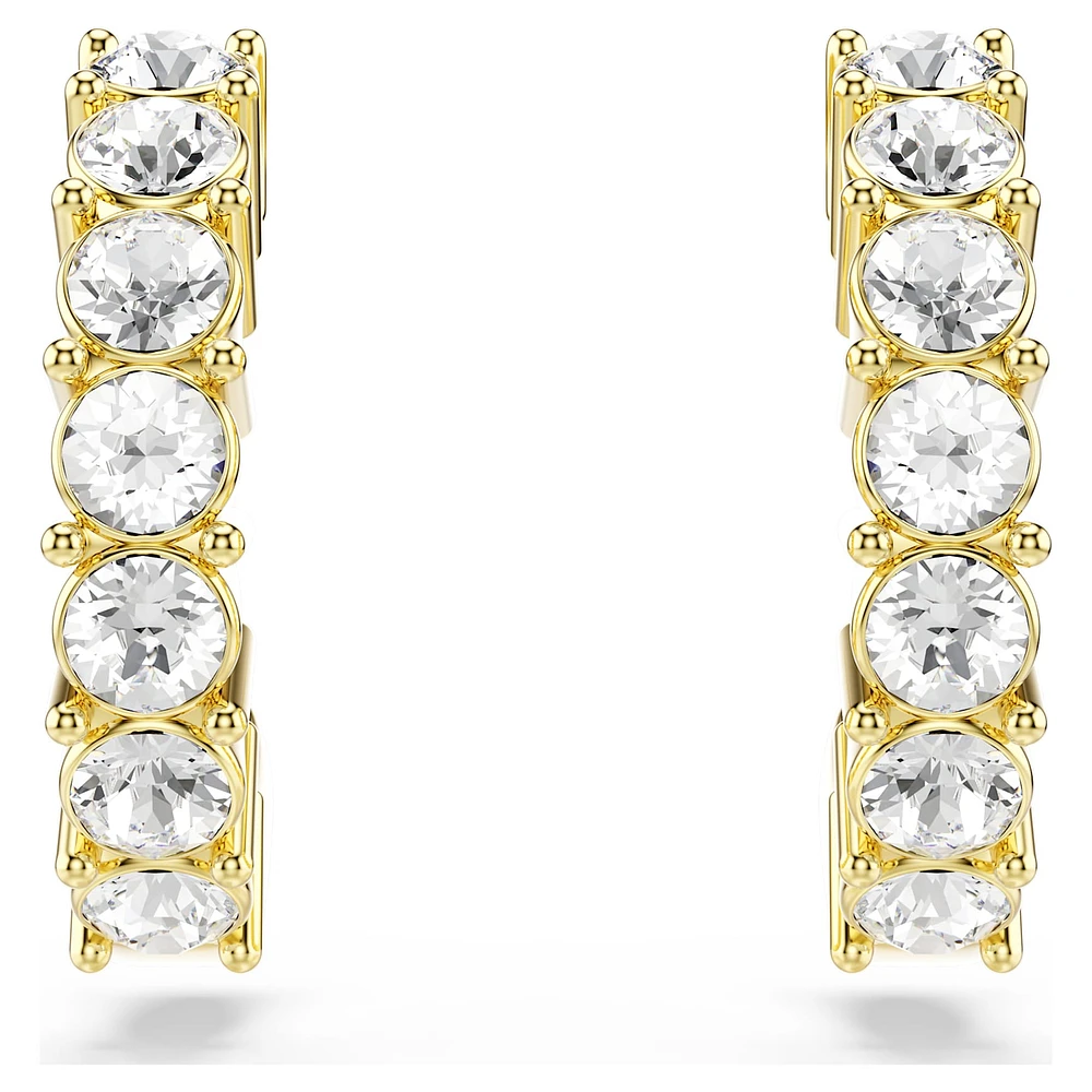 Hoop earrings, Round cut, White, Gold-tone plated by SWAROVSKI
