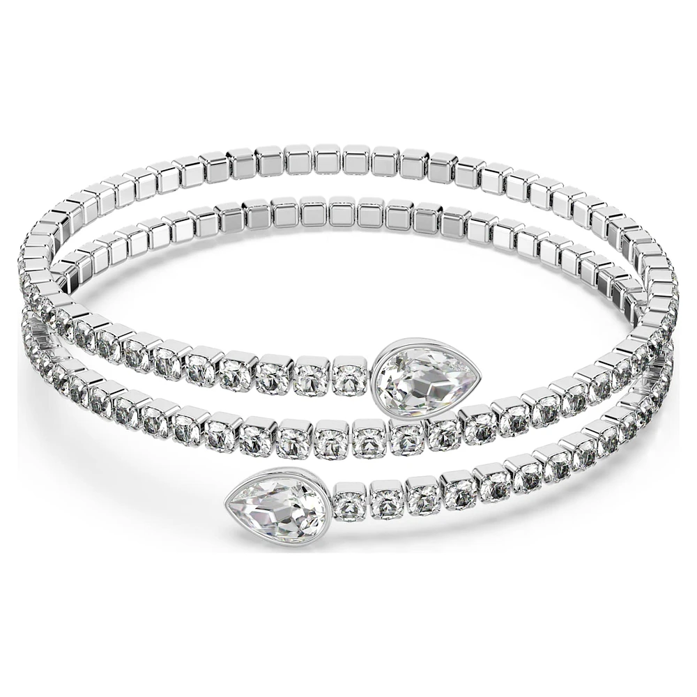 Bangle, Pear cut, White, Mixed metal finish by SWAROVSKI