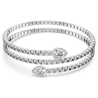 Twisty cuff, Mixed cuts, White, Rhodium plated by SWAROVSKI