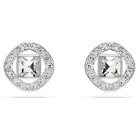 Una Angelic stud earrings, Square cut, White, Rhodium plated by SWAROVSKI