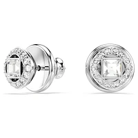 Una Angelic stud earrings, Square cut, White, Rhodium plated by SWAROVSKI