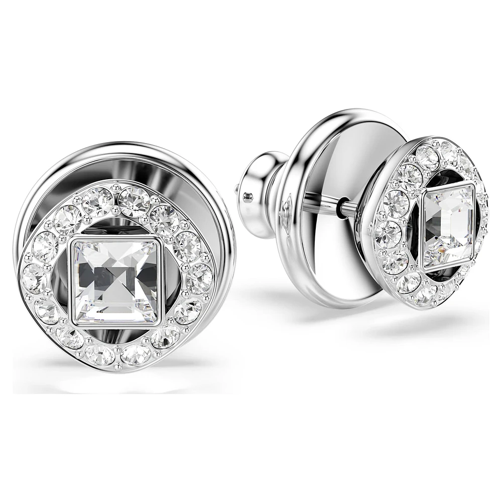 Una Angelic stud earrings, Square cut, White, Rhodium plated by SWAROVSKI