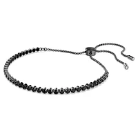 Tennis bracelet, Mixed round cuts, Black, Ruthenium plated by SWAROVSKI