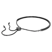 Tennis bracelet, Mixed round cuts, Black, Ruthenium plated by SWAROVSKI