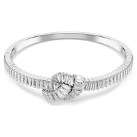 Matrix bangle, Baguette cut, Knot, White, Rhodium plated by SWAROVSKI