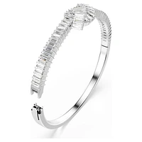 Matrix bangle, Baguette cut, Knot, White, Rhodium plated by SWAROVSKI