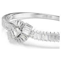 Matrix bangle, Baguette cut, Knot, White, Rhodium plated by SWAROVSKI