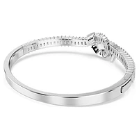 Matrix bangle, Baguette cut, Knot, White, Rhodium plated by SWAROVSKI