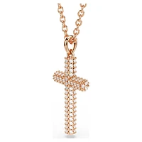 Insigne pendant, Cross, White, Rose gold-tone plated by SWAROVSKI