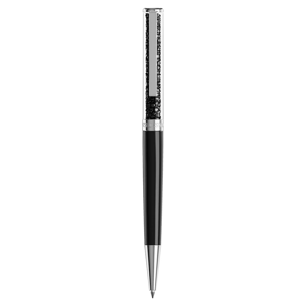 Crystalline ballpoint pen, Black, Black lacquered, chrome plated by SWAROVSKI