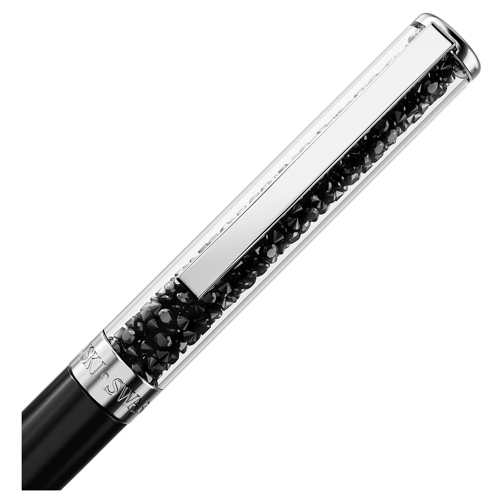 Crystalline ballpoint pen, Black, Black lacquered, chrome plated by SWAROVSKI