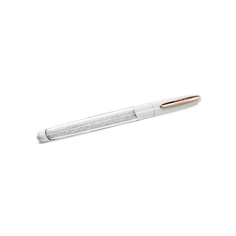 Crystalline Nova rollerball pen, White, Rose gold-tone plated by SWAROVSKI