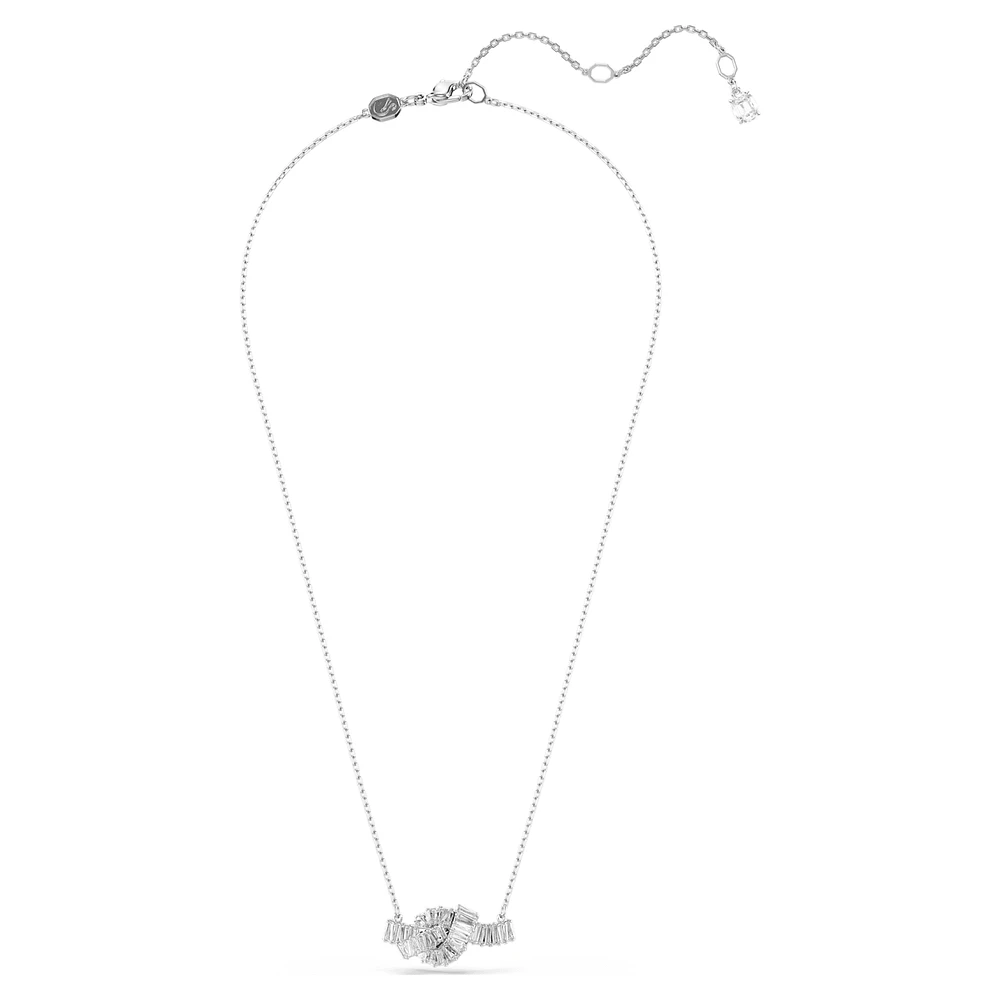 Matrix pendant, Baguette cut, Knot, White, Rhodium plated by SWAROVSKI
