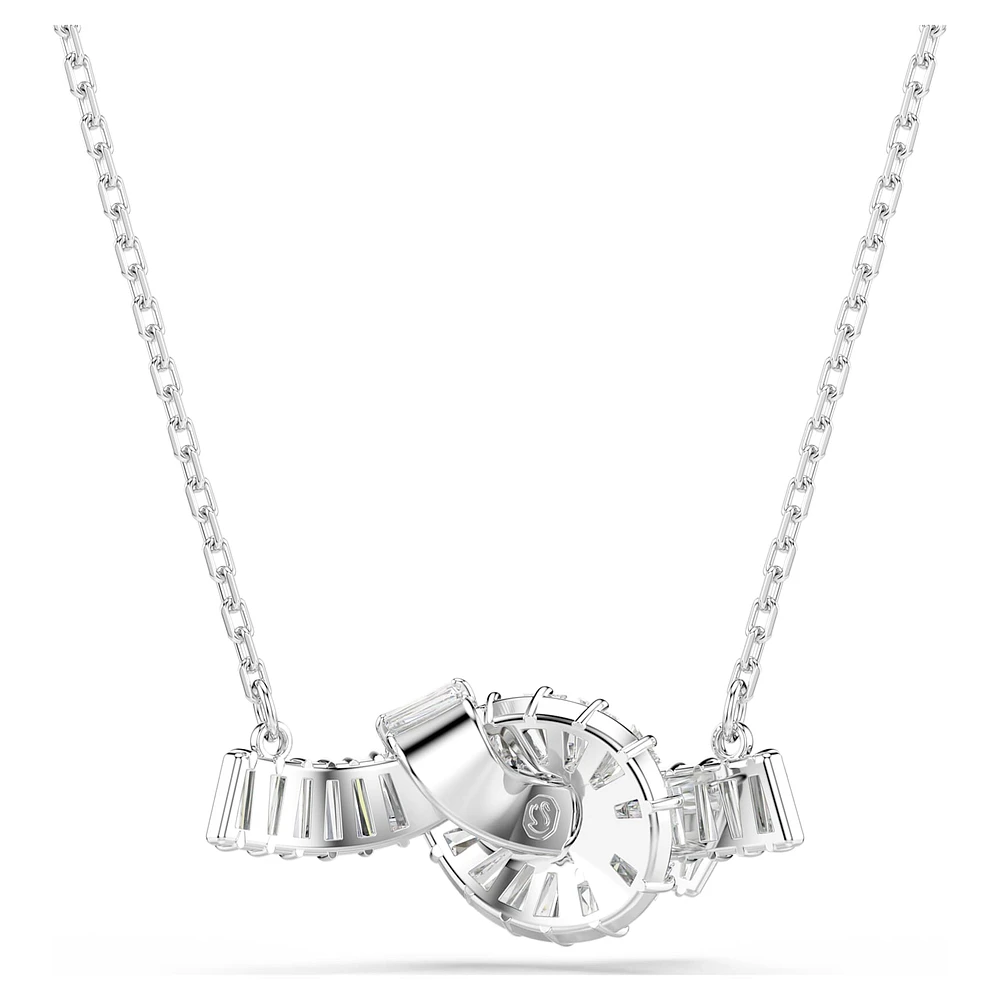 Matrix pendant, Baguette cut, Knot, White, Rhodium plated by SWAROVSKI