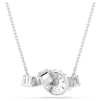 Matrix pendant, Baguette cut, Knot, White, Rhodium plated by SWAROVSKI
