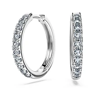 Eternity hoop earrings, Lab-grown diamonds 0.5 ct tw, Round shape, Sterling silver by SWAROVSKI