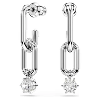 Constella drop earrings, Round cut, White, Rhodium plated by SWAROVSKI