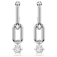 Constella drop earrings, Round cut, White, Rhodium plated by SWAROVSKI