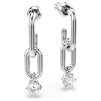 Constella drop earrings, Round cut, White, Rhodium plated by SWAROVSKI