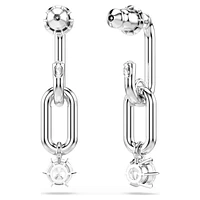 Constella drop earrings, Round cut, White, Rhodium plated by SWAROVSKI