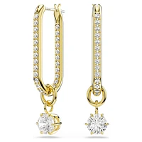 Constella drop earrings, Round cut, White, Gold-tone plated by SWAROVSKI