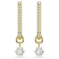 Constella drop earrings, Round cut, White, Gold-tone plated by SWAROVSKI