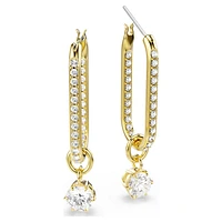 Constella drop earrings, Round cut, White, Gold-tone plated by SWAROVSKI