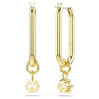 Constella drop earrings, Round cut, White, Gold-tone plated by SWAROVSKI