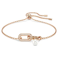Constella bracelet, Crystal pearl, Round cut, White, Rose gold-tone plated by SWAROVSKI