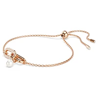 Constella bracelet, Crystal pearl, Round cut, White, Rose gold-tone plated by SWAROVSKI