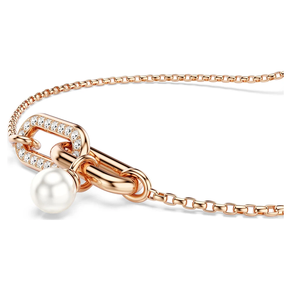 Constella bracelet, Crystal pearl, Round cut, White, Rose gold-tone plated by SWAROVSKI