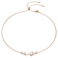 Constella necklace, Crystal pearl, Round cuts, White