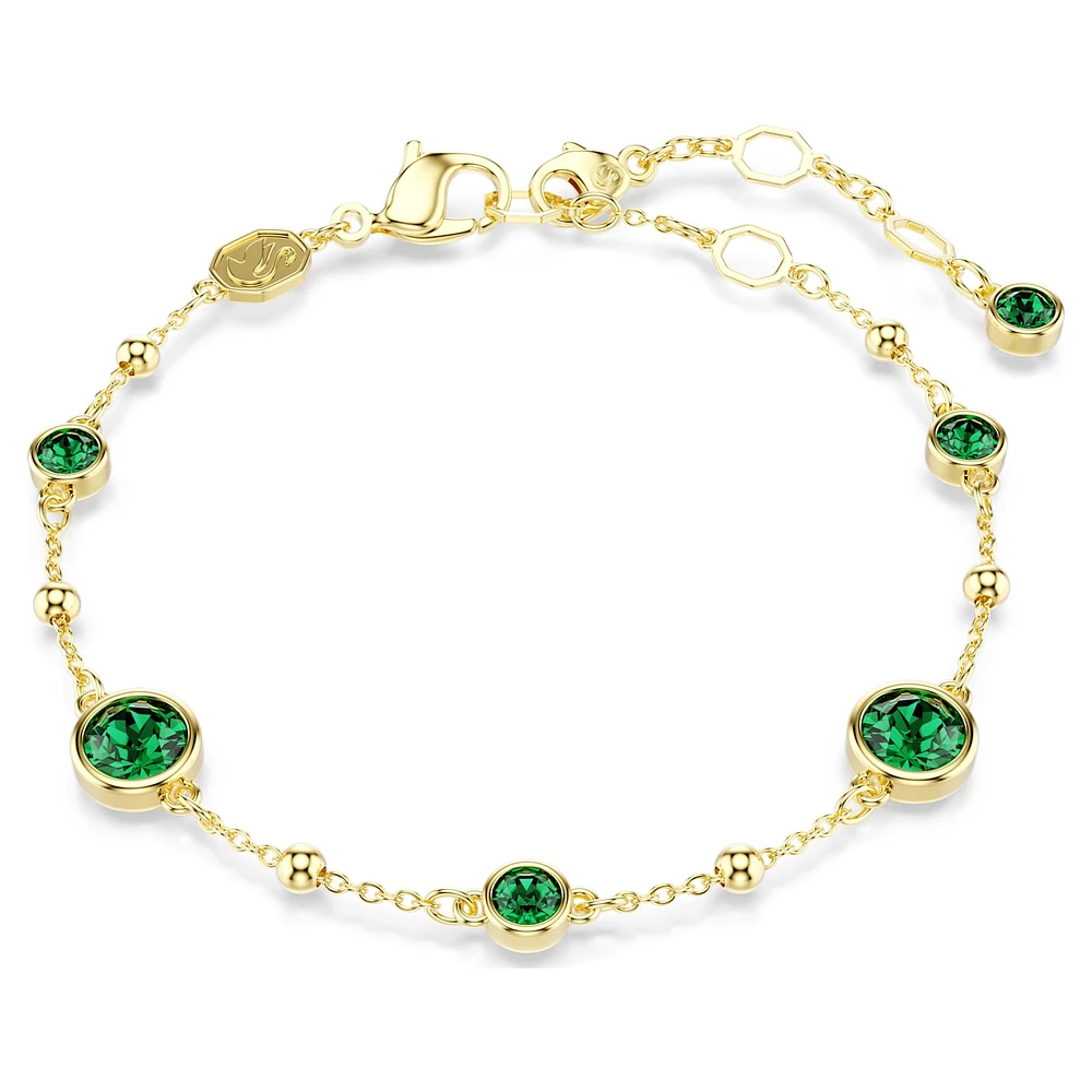 Imber bracelet, Round cut, Green, Gold-tone plated by SWAROVSKI