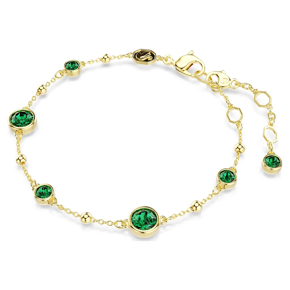 Imber bracelet, Round cut, Green, Gold-tone plated by SWAROVSKI