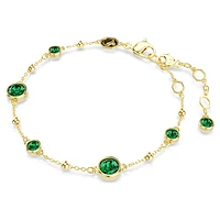 Imber bracelet, Round cut, Green, Gold-tone plated by SWAROVSKI