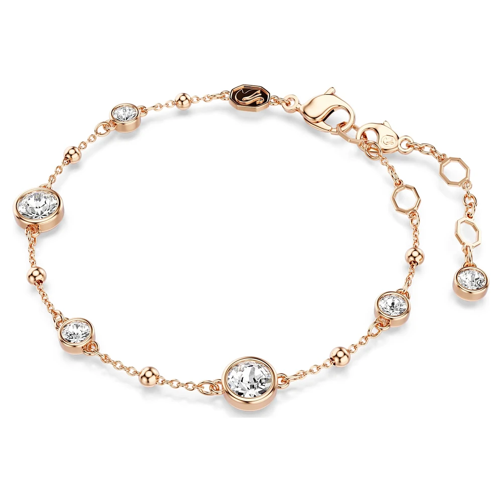 Imber bracelet, Round cut, White, Rose gold-tone plated by SWAROVSKI