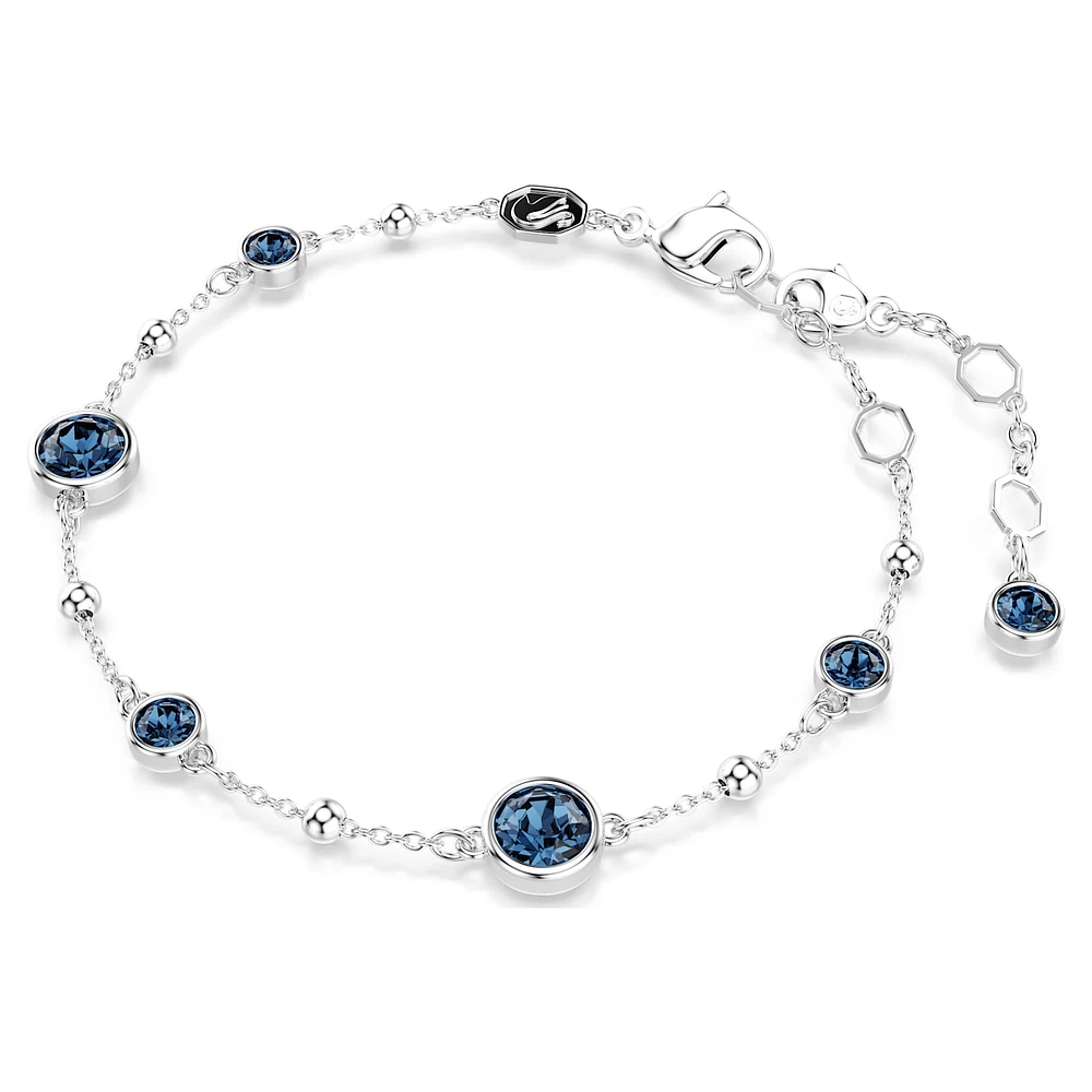 Imber bracelet, Round cut, Blue, Rhodium plated by SWAROVSKI