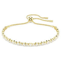 Matrix Tennis bracelet, Round cut, White, Gold-tone plated by SWAROVSKI
