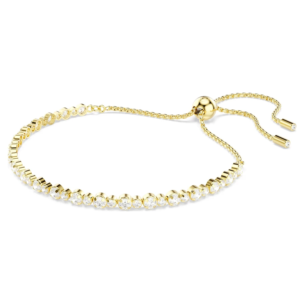 Matrix Tennis bracelet, Round cut, White, Gold-tone plated by SWAROVSKI