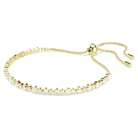 Matrix Tennis bracelet, Round cut, White, Gold-tone plated by SWAROVSKI