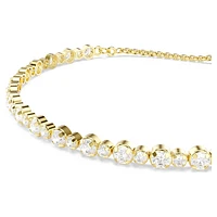Matrix Tennis bracelet, Round cut, White, Gold-tone plated by SWAROVSKI