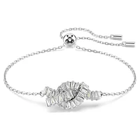 Matrix bracelet, Baguette cut, Knot, White, Rhodium plated by SWAROVSKI