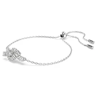 Matrix bracelet, Baguette cut, Knot, White, Rhodium plated by SWAROVSKI