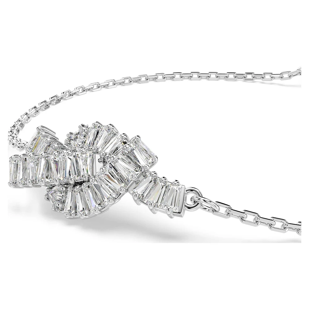 Matrix bracelet, Baguette cut, Knot, White, Rhodium plated by SWAROVSKI