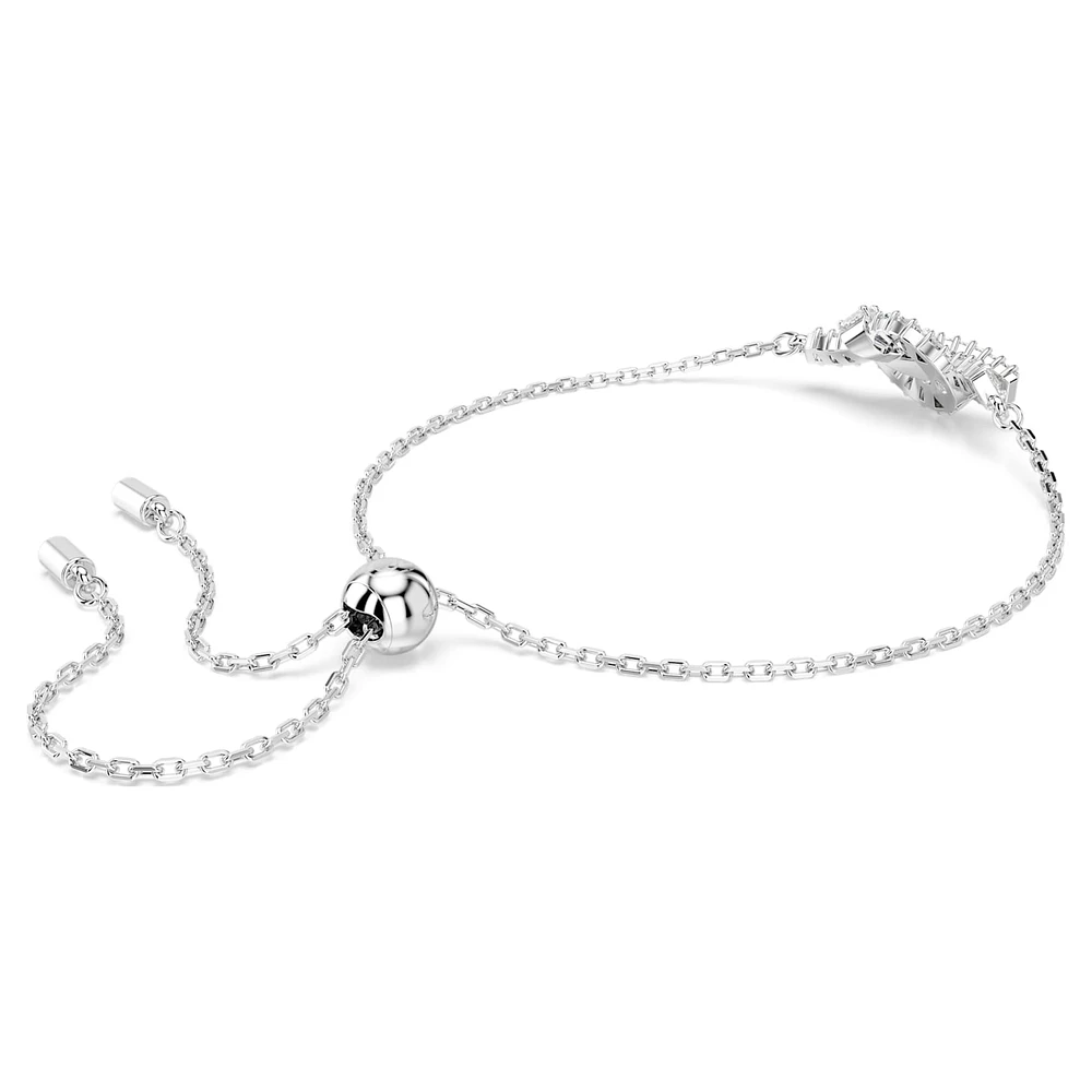 Matrix bracelet, Baguette cut, Knot, White, Rhodium plated by SWAROVSKI