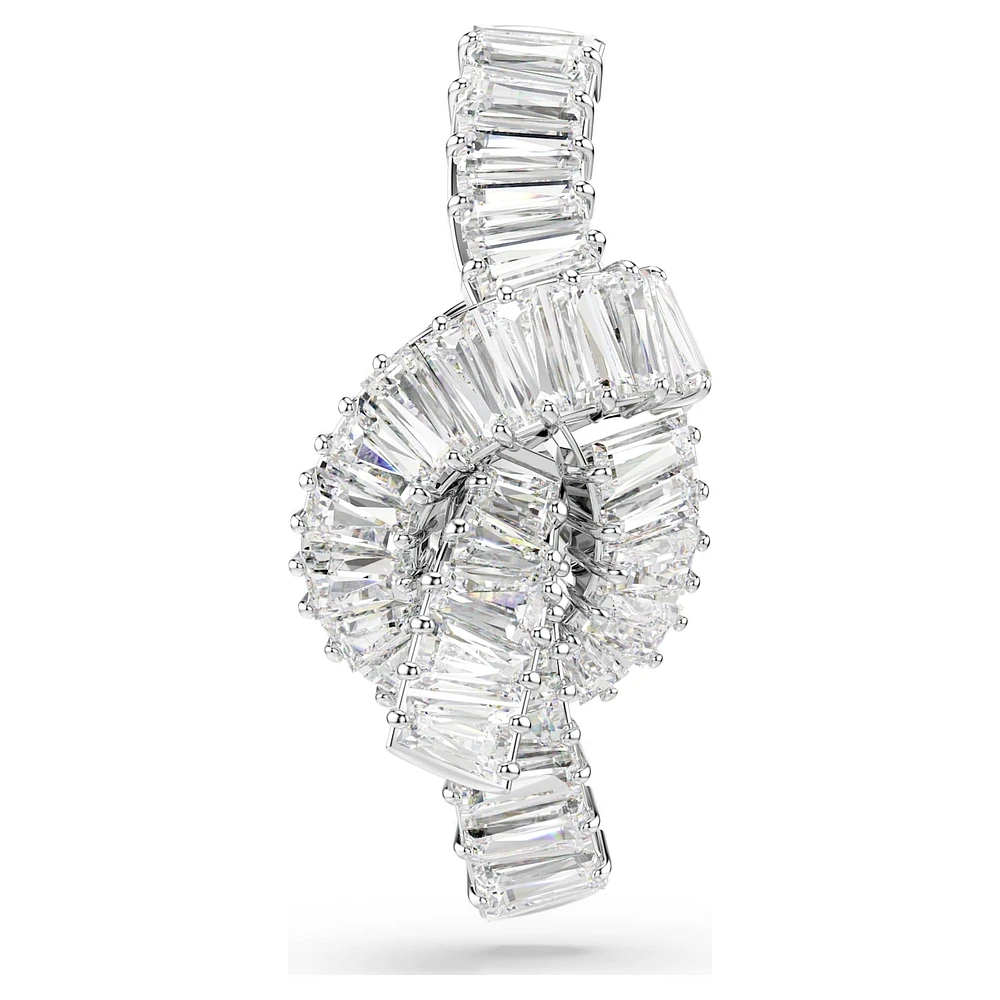 Matrix tack pin, Baguette cut, Knot, White, Rhodium plated by SWAROVSKI