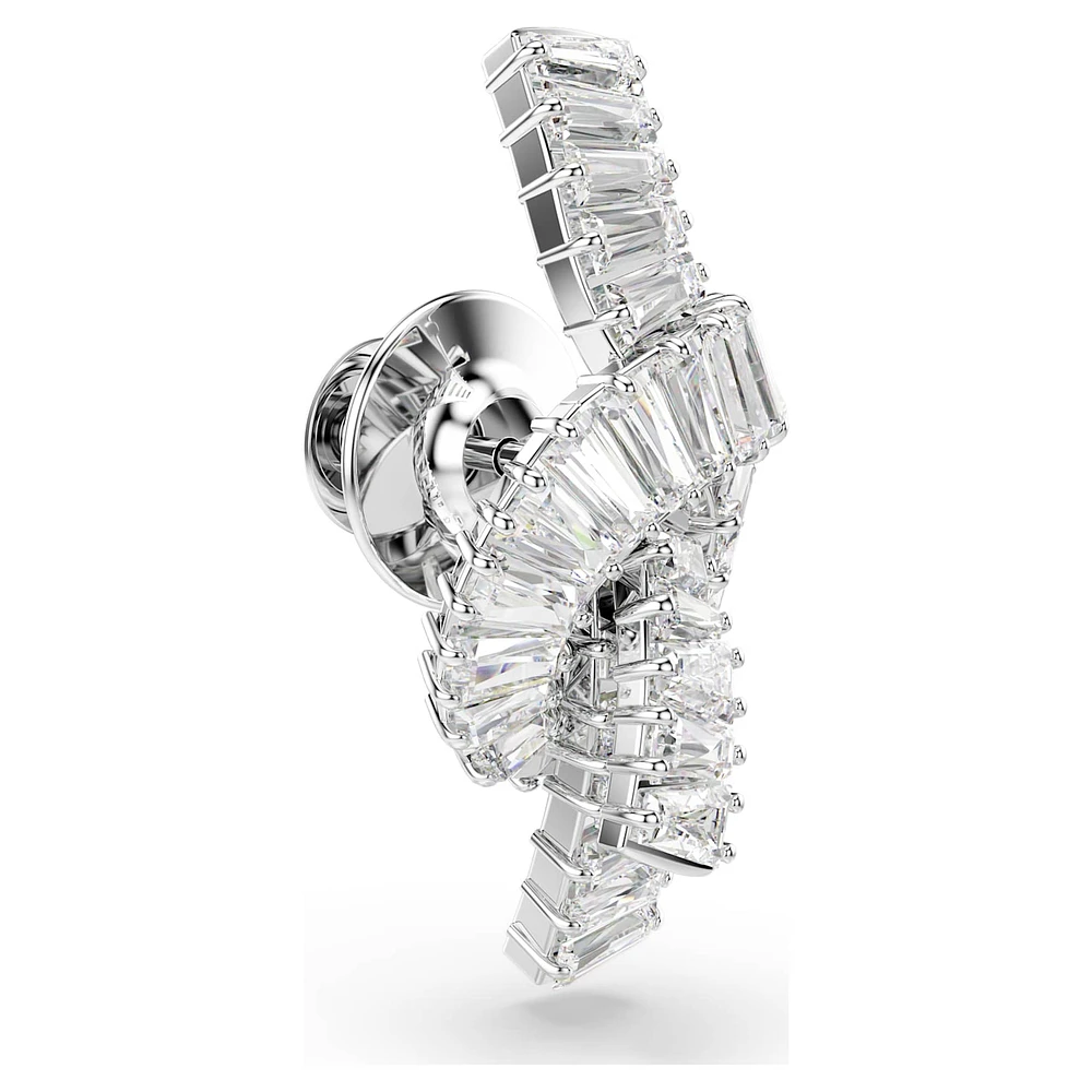 Matrix tack pin, Baguette cut, Knot, White, Rhodium plated by SWAROVSKI