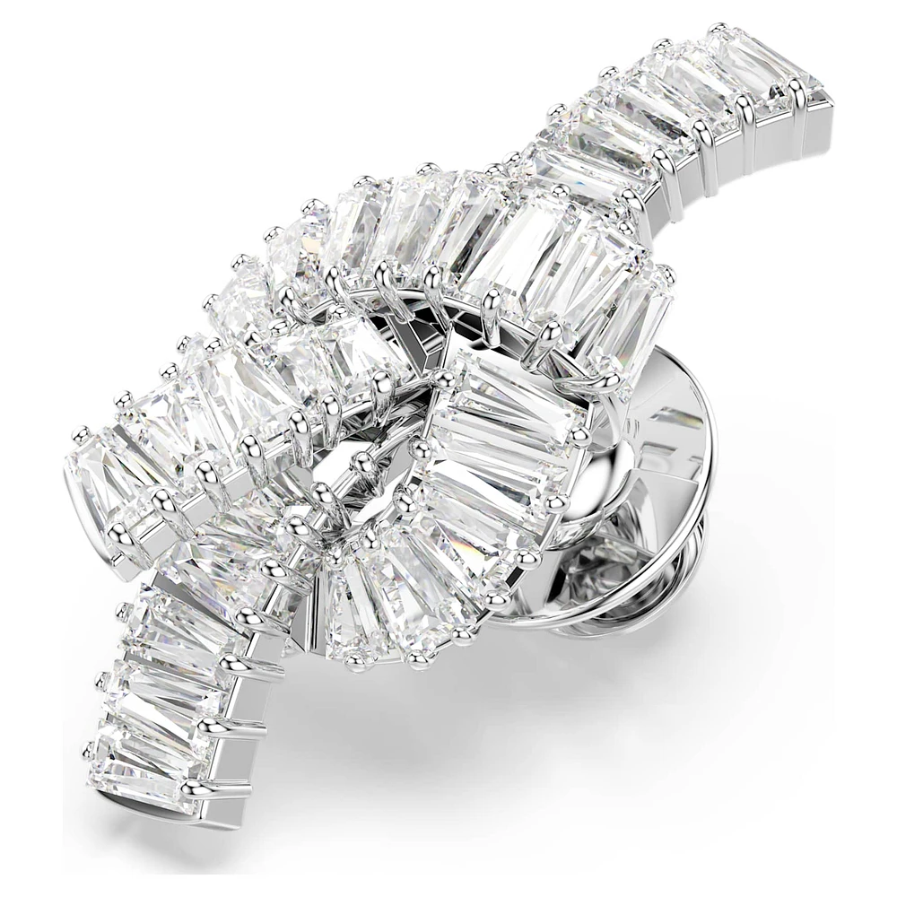 Matrix tack pin, Baguette cut, Knot, White, Rhodium plated by SWAROVSKI