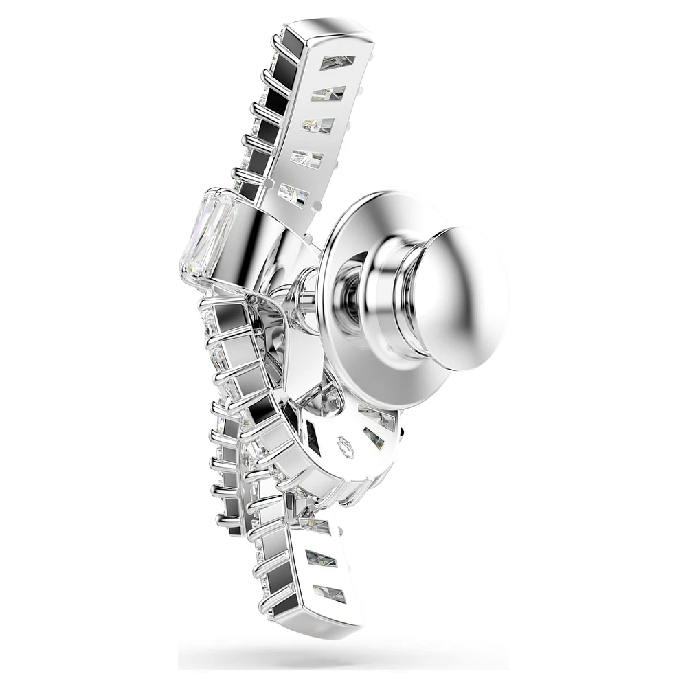 Matrix tack pin, Baguette cut, Knot, White, Rhodium plated by SWAROVSKI